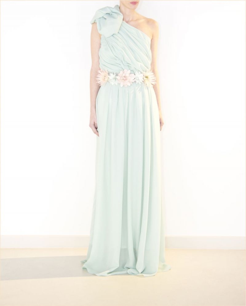 VESTIDO GRIEGO VERDE AGUA DELANTE 